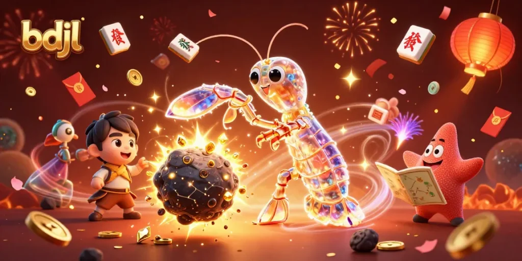 Engage with the bdjl universe as the galactic samurai shrimp conquers asteroids for gems!
