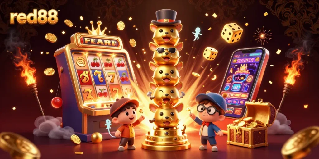 Experience thrilling moments at red88 with a vibrant casino scene full of jackpots and excitement!